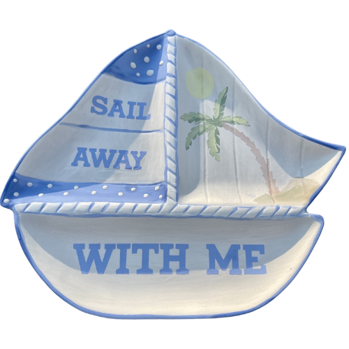 Ceramic sailboat dish