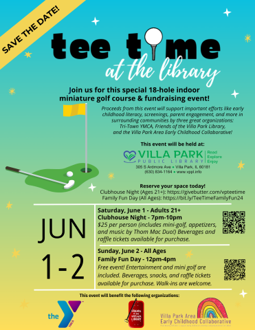 Tee Time at the Library fundraiser flyer