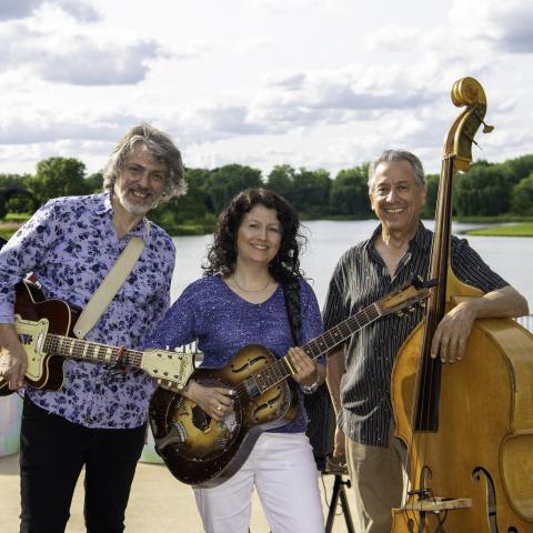 Picture of the three performers in the Donna Herula Trio