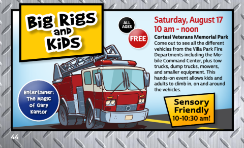 Fire truck and description of Big Rigs and Kids event